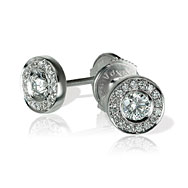 Round Diamond Halo Earrings