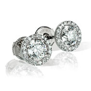 Round Diamond Halo Earrings