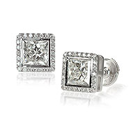 Princess Diamond halo Earrings