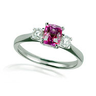 Pink Sapphire & Diamond Trilogy Engagement Ring
