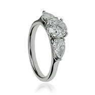 Round Diamond & Pear Shape Trilogy Engagement Ring