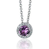 Pink Sapphire Halo Pendant Necklace